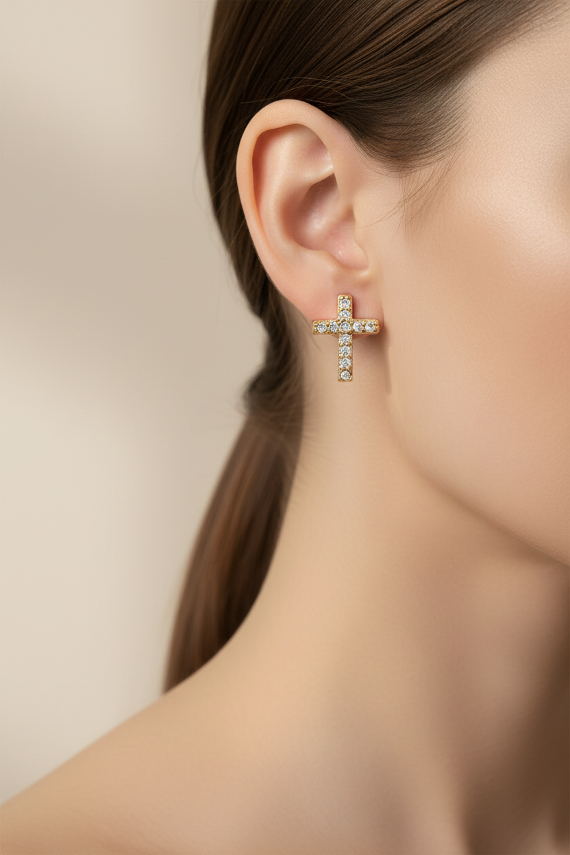Aretes Cruz de Elegancia Celestial