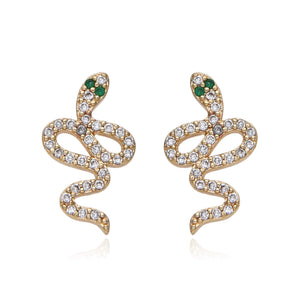 Aretes Serpiente · Ojos Verdes & Microzirconias