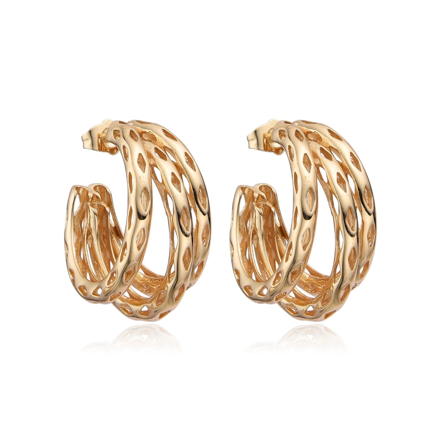 Aretes Argolla Textura Calada