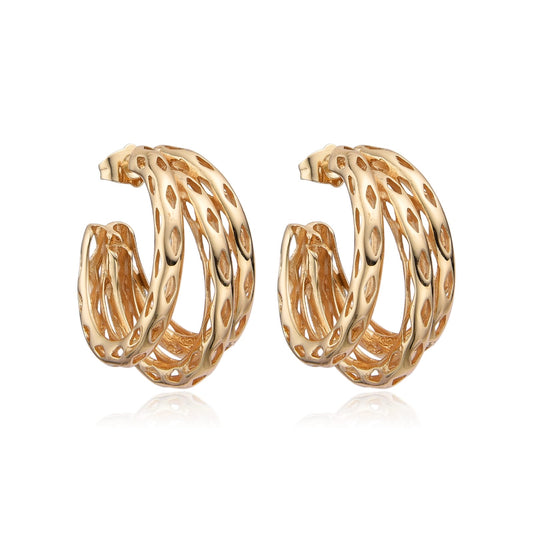 Aretes Argolla Textura Calada