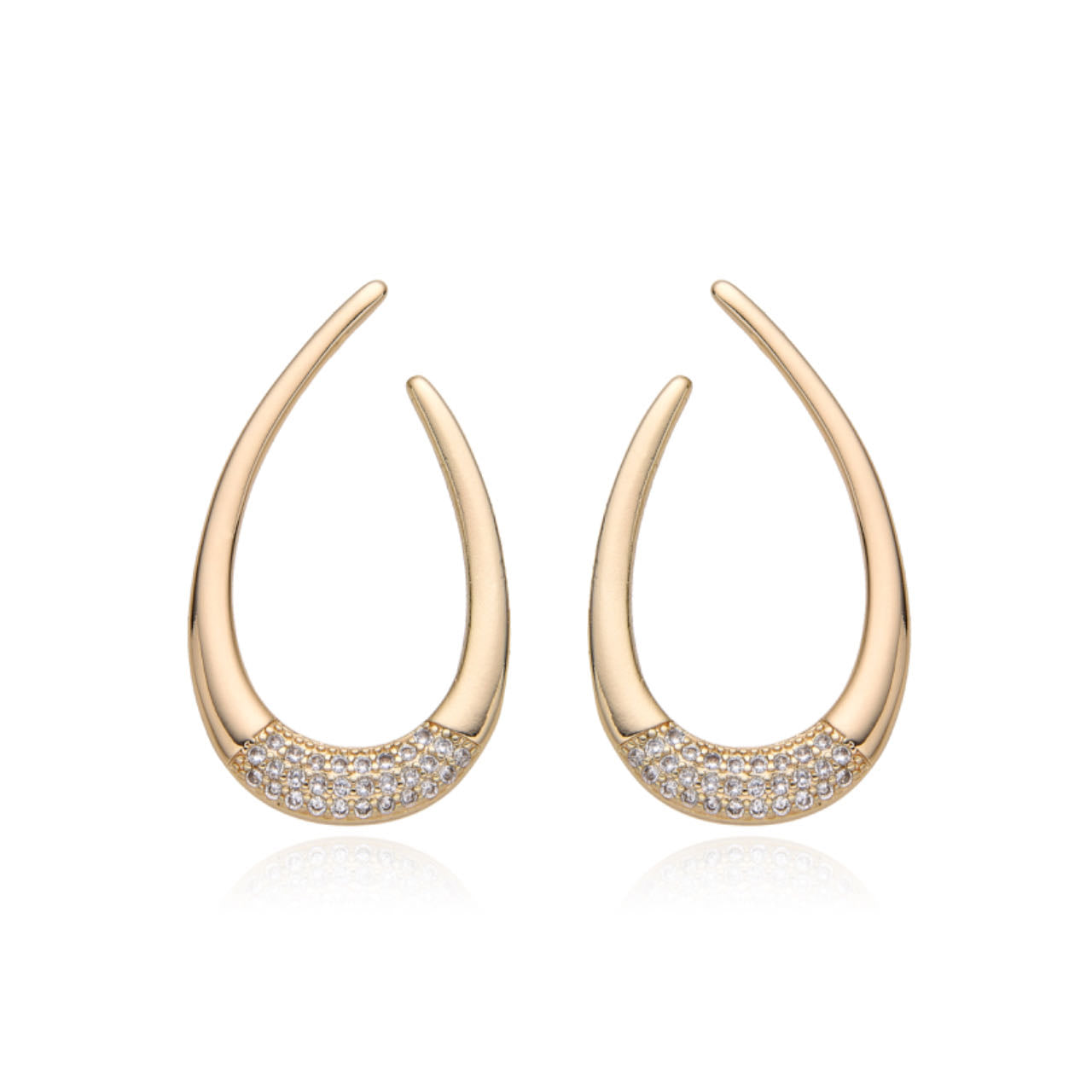 Aretes dorados con forma de gota y microzirconias