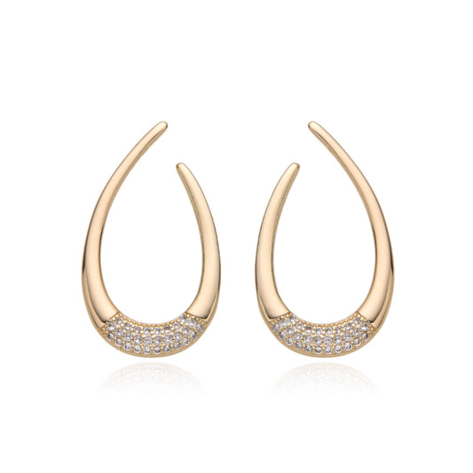 Aretes dorados con forma de gota y microzirconias