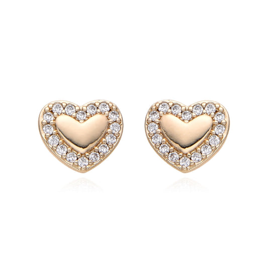 Aretes corazón relleno con borde brillante