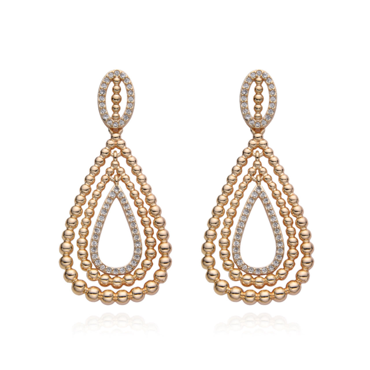 Aretes Lágrima Dorada en Capas