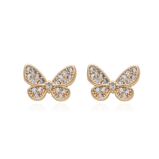 Alas de Eternidad – Aretes de Mariposa Dorada con Destellos de Luz