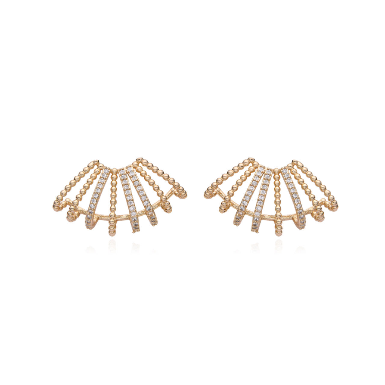 Aretes Abanico Dorado Brillante