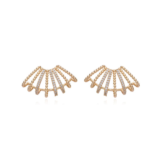 Aretes Abanico Dorado Brillante