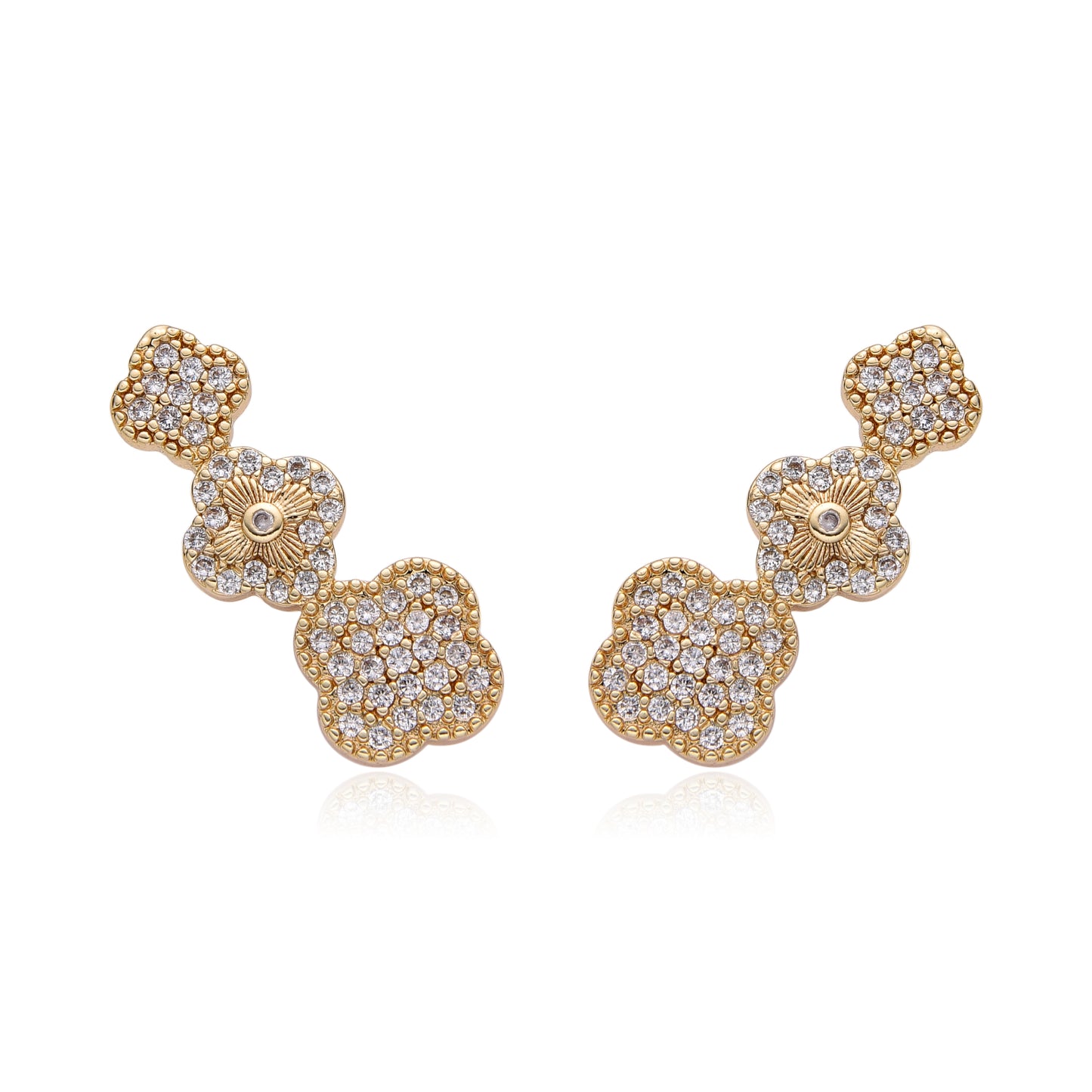 Aretes Florales con Brillantes