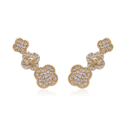 Aretes Florales con Brillantes