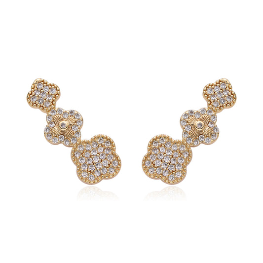 Aretes Florales con Brillantes