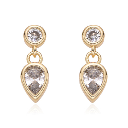 Aretes Gota con Zirconia Transparente