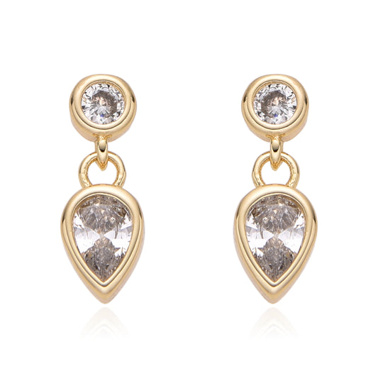 Aretes Gota con Zirconia Transparente