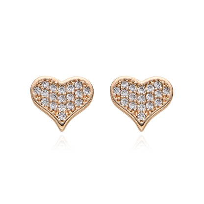 Aretes Corazón Sólido · Pavé Completo