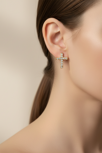 Aretes Cruz de Elegancia Celestial