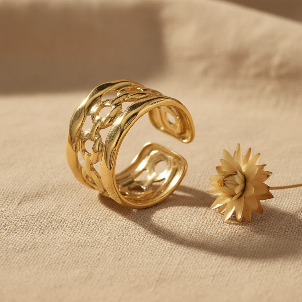 Anillo Calado · Lino y flores