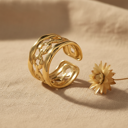 Anillo Calado · Lino y flores
