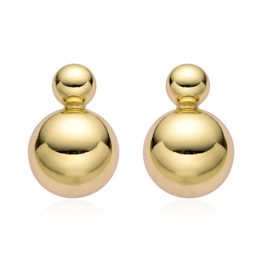 Aretes de Esferas Dobles Doradas