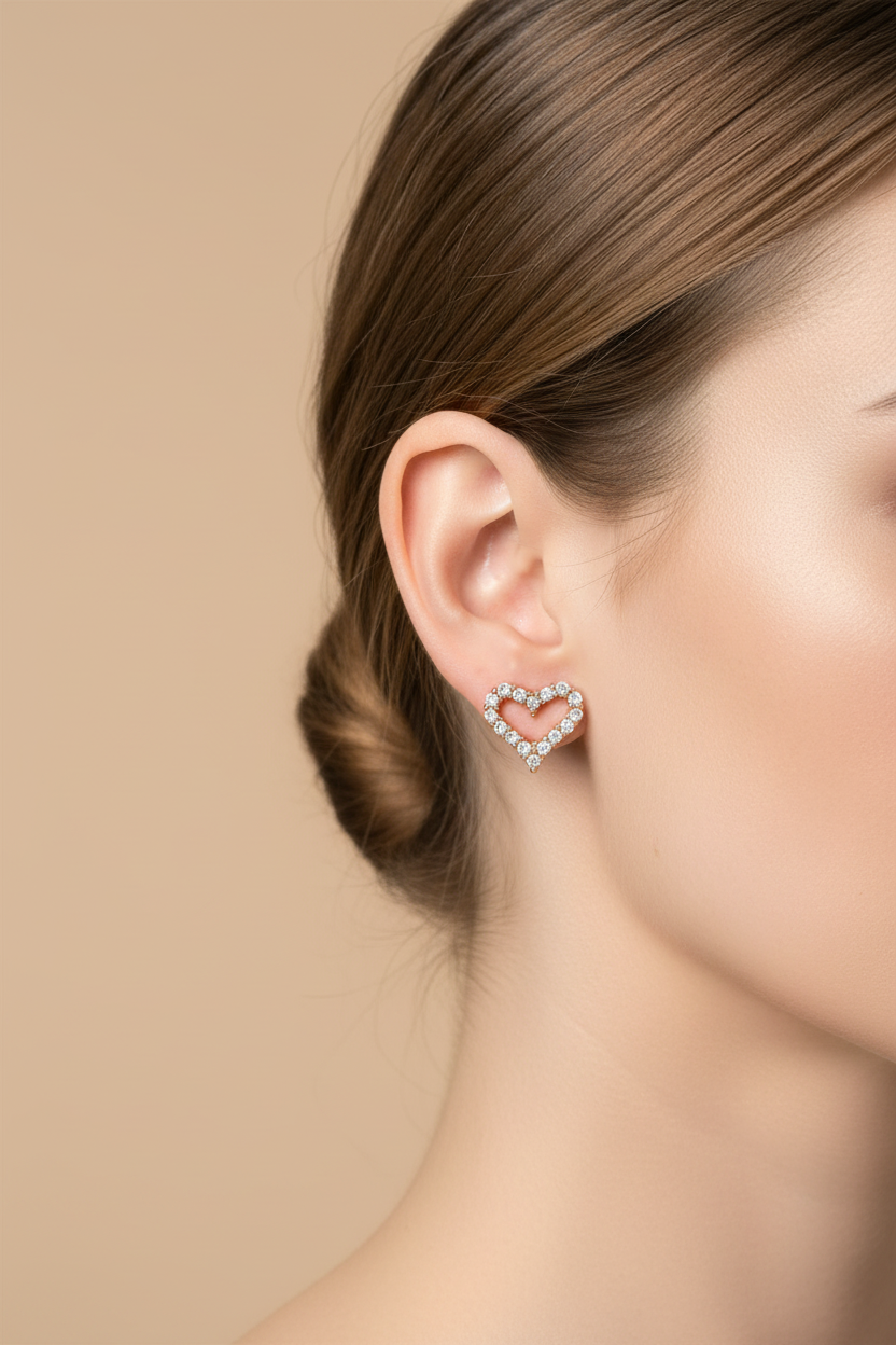 LEIPA-17 · Aretes Corazón Zirconias Flotantes · Modelo