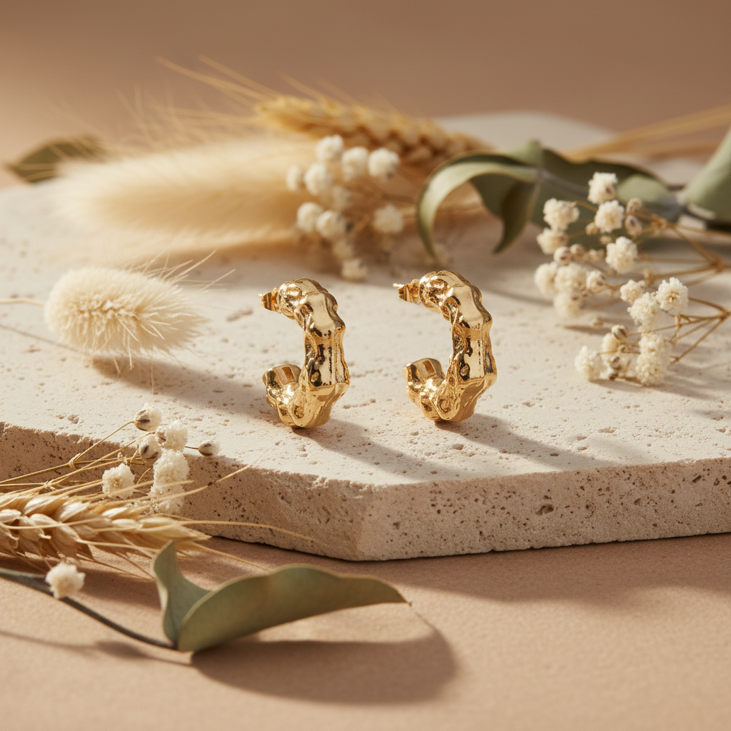 LEIPA-373 · Aretes Argolla Textura Orgánica · Ambiente