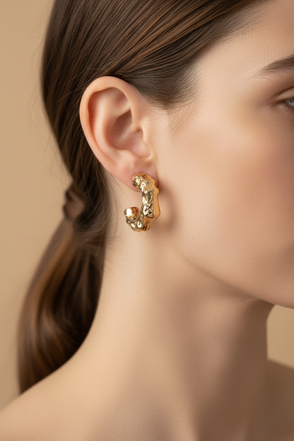 LEIPA-373 · Aretes Argolla Textura Orgánica · Modelo