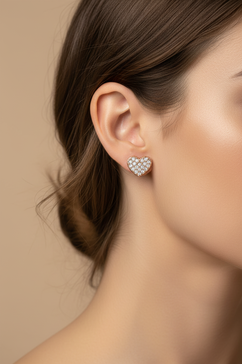 LEIPA-27 · Aretes Corazón Pavé Open Love · Modelo