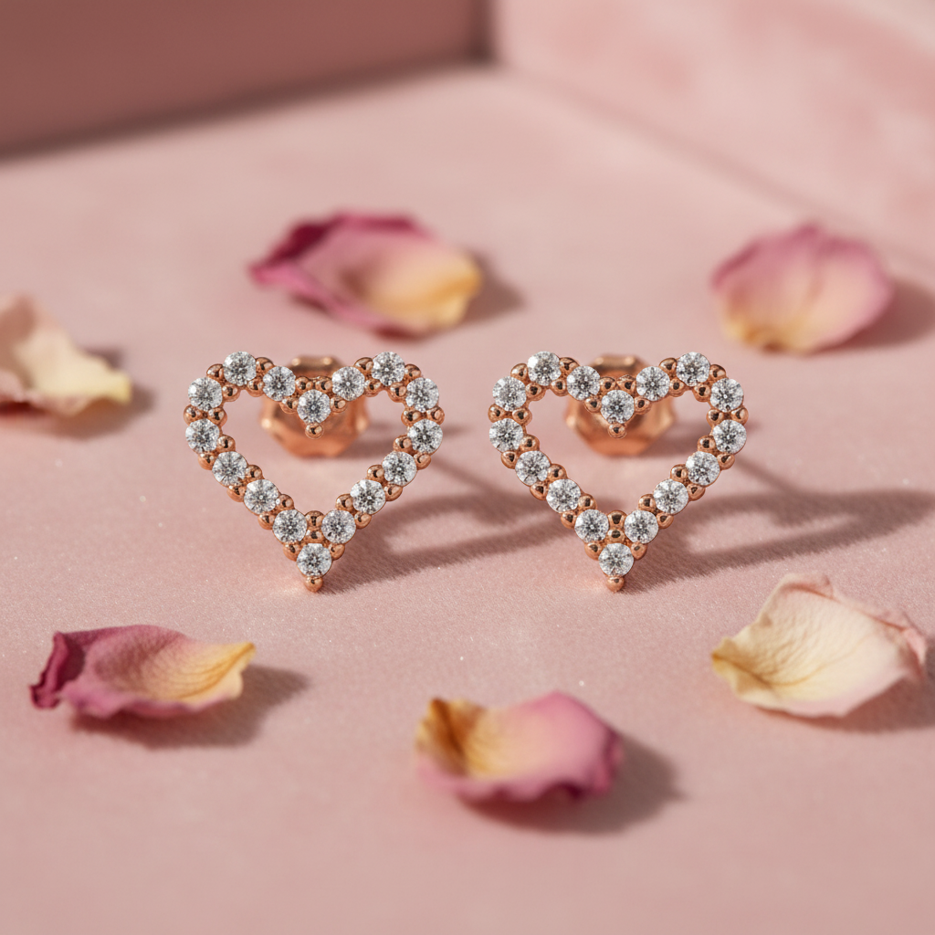 LEIPA-17 · Aretes Corazón Zirconias Flotantes · Ambiente